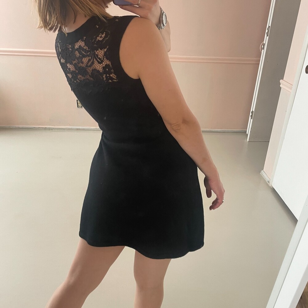 Shoshanna Sleeveless Lace Sweater Mini Dress Black Petite - Picture 4 of 8